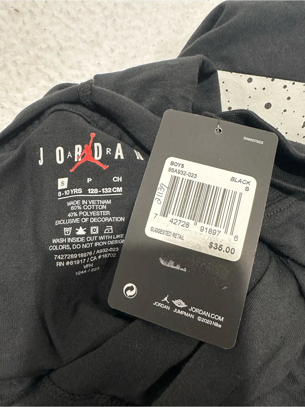 Boy’s Jordan Black Hooded Long Sleeve Tee